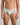 Model wears Bamboo Mens Brief in GREY MARLE. On body front view