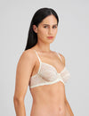 Model wears Wistful Bloom Underwire Bra in LATTE/EGRET. On body side view
