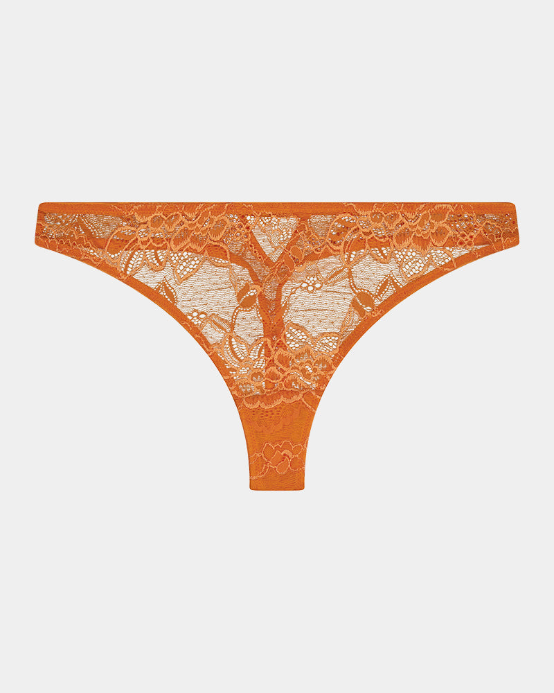 My Fit Underlayer Thong in TANGERINE. Flat lay front view