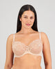 Model wears Farah Underwire Bra in LATTE. On body front view