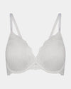 My Fit Lace Contour Bra in WHITE. Flat lay front view