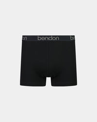 Cotton Texture Mens Trunk in BLACK. Flat lay front view