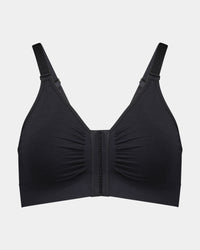 Bendon Restore Wire Free Front Opening Bra in BLACK. Flat lay front view