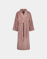 Cardrona Robe in PALE MAUVE. Flat lay front view