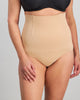 Model wears Medium Control High Waisted Brief in CARAMEL. On body front view