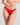 Model wears Stripe Elastic & Papertouch Tanga in SALSA. On body front view