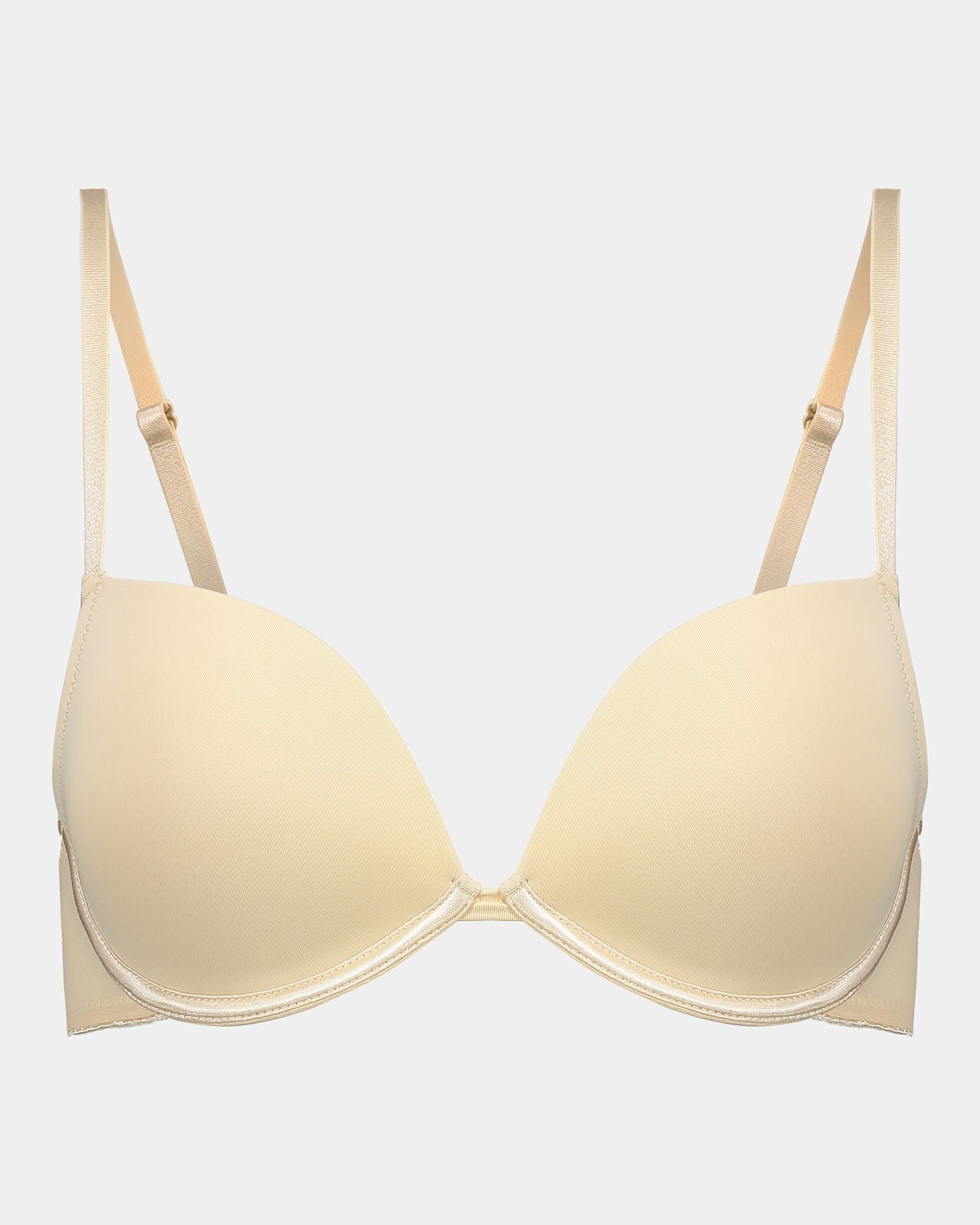 Model wears Body Basics Push Up Bra in AMERICAN NUDE. On body front view