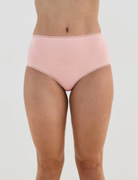 Model wears Stretch Cotton Full Brief in ICY PINK. On body front view