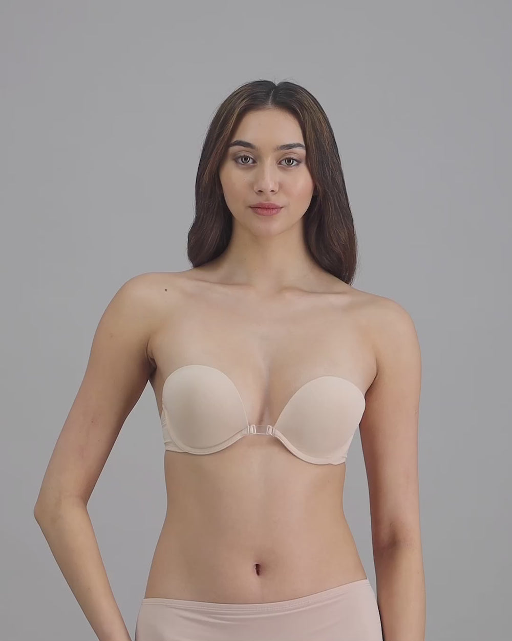 model-poses-in-latte-strapless-bra