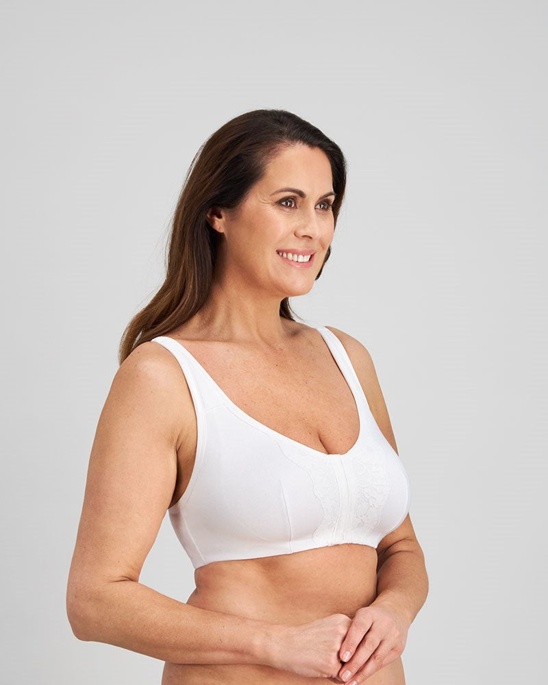 Fayreform Cotton Kindness Front Opening Wire Free Bra in White